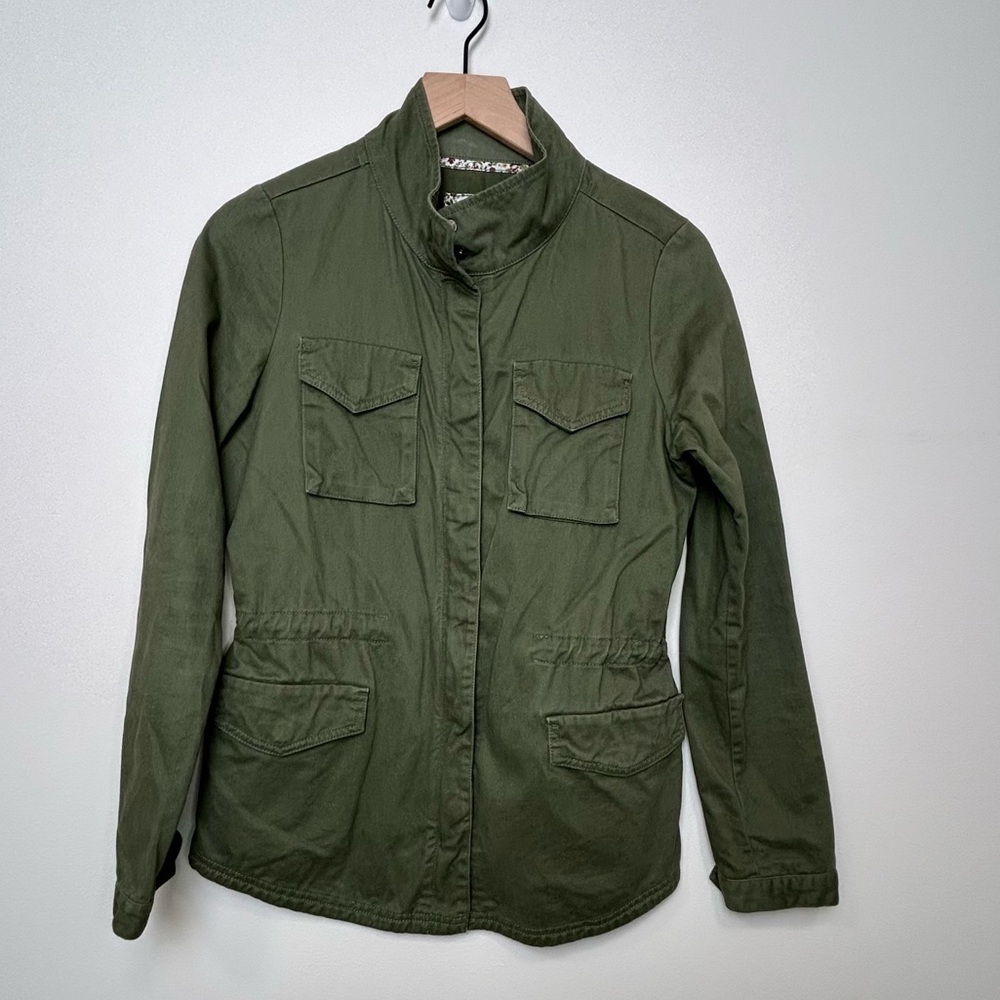 Element Olive Green Utility Jacket With Floral Li… - image 1